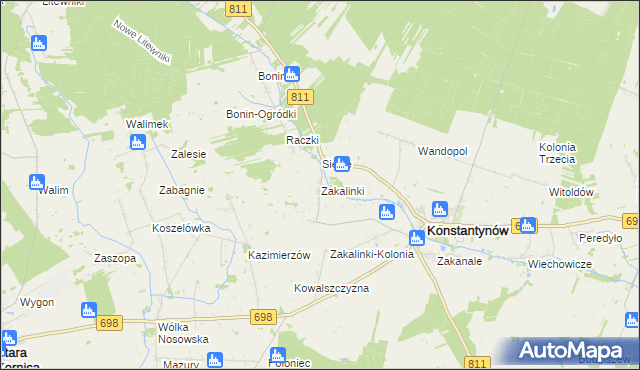 mapa Zakalinki, Zakalinki na mapie Targeo