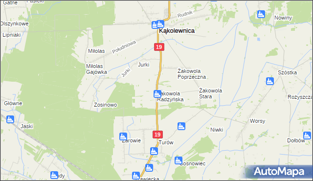 mapa Żakowola Radzyńska, Żakowola Radzyńska na mapie Targeo