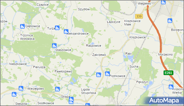 mapa Zakrzewo gmina Prusice, Zakrzewo gmina Prusice na mapie Targeo