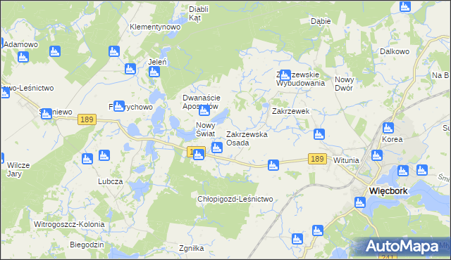 mapa Zakrzewska Osada, Zakrzewska Osada na mapie Targeo