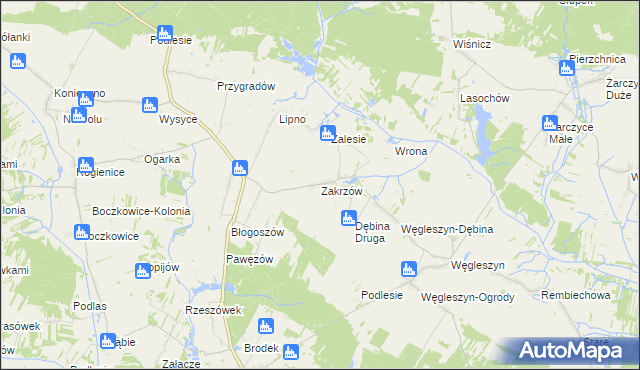 mapa Zakrzów gmina Oksa, Zakrzów gmina Oksa na mapie Targeo