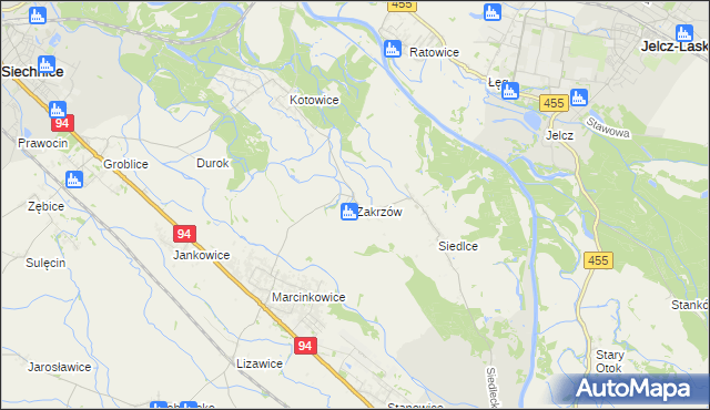 mapa Zakrzów gmina Oława, Zakrzów gmina Oława na mapie Targeo
