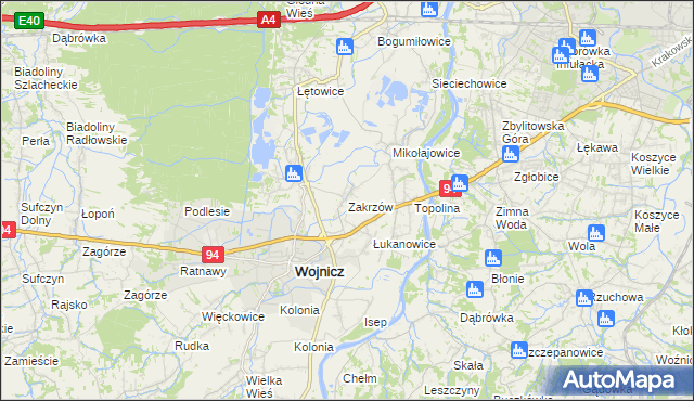 mapa Zakrzów gmina Wojnicz, Zakrzów gmina Wojnicz na mapie Targeo