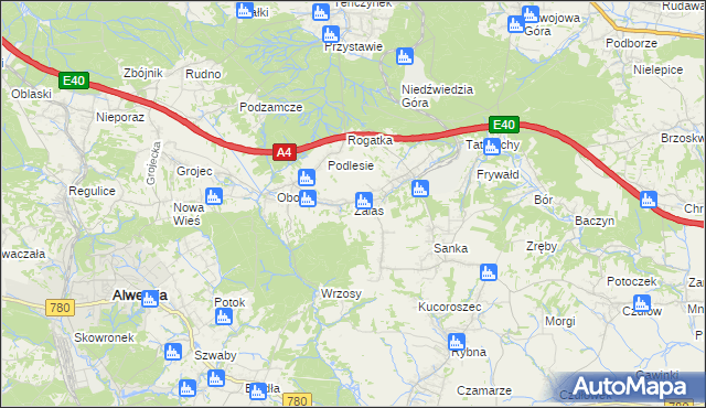mapa Zalas gmina Krzeszowice, Zalas gmina Krzeszowice na mapie Targeo