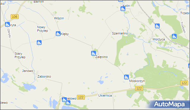 mapa Żalęcino, Żalęcino na mapie Targeo