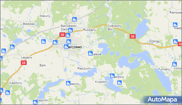 mapa Zalesie gmina Barczewo, Zalesie gmina Barczewo na mapie Targeo