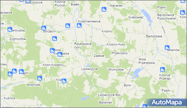 mapa Zalesie gmina Kodrąb, Zalesie gmina Kodrąb na mapie Targeo