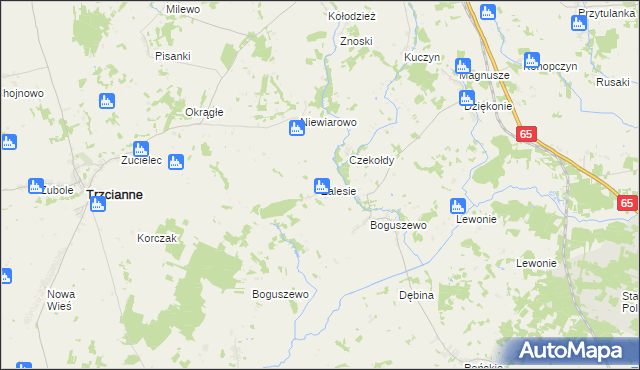 mapa Zalesie gmina Mońki, Zalesie gmina Mońki na mapie Targeo