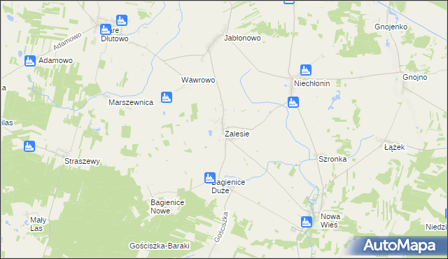 mapa Zalesie gmina Płośnica, Zalesie gmina Płośnica na mapie Targeo