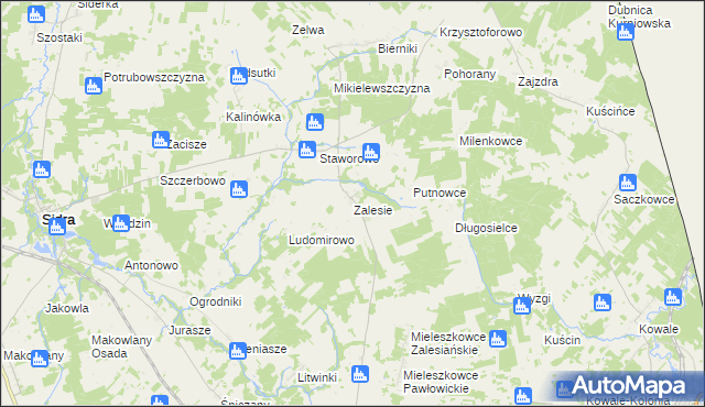 mapa Zalesie gmina Sidra, Zalesie gmina Sidra na mapie Targeo