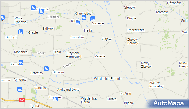mapa Zalesie gmina Zduny, Zalesie gmina Zduny na mapie Targeo