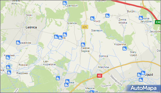 mapa Zalesie Śląskie, Zalesie Śląskie na mapie Targeo