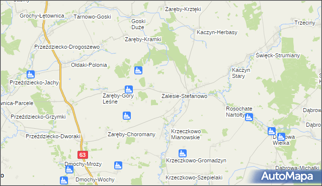 mapa Zalesie-Stefanowo, Zalesie-Stefanowo na mapie Targeo