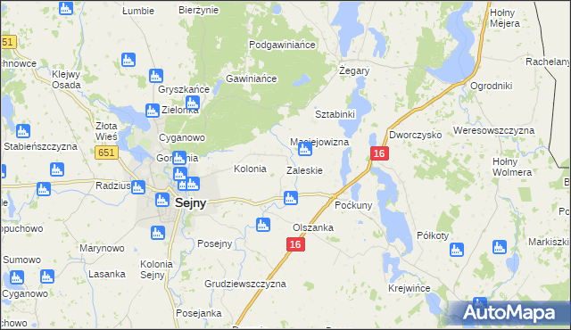 mapa Zaleskie gmina Sejny, Zaleskie gmina Sejny na mapie Targeo
