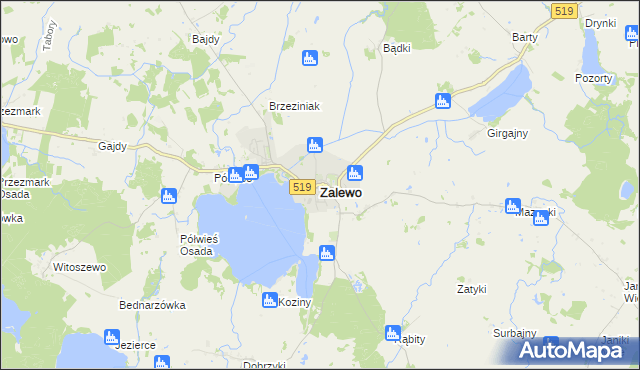 mapa Zalewo powiat iławski, Zalewo powiat iławski na mapie Targeo