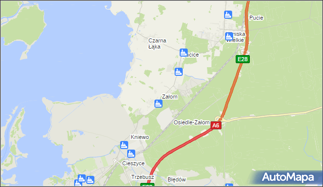 mapa Załom gmina Goleniów, Załom gmina Goleniów na mapie Targeo