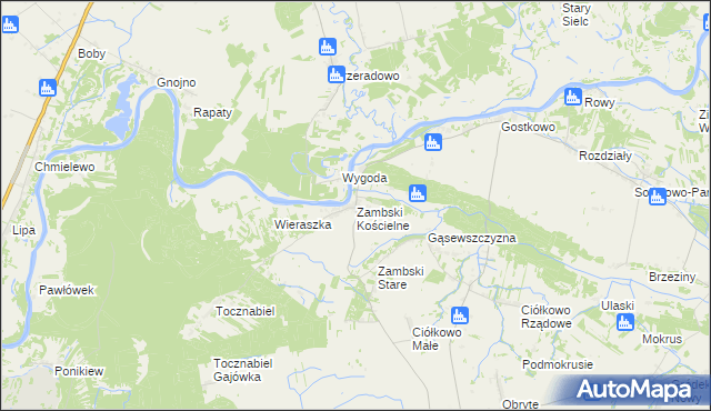 mapa Zambski Kościelne, Zambski Kościelne na mapie Targeo