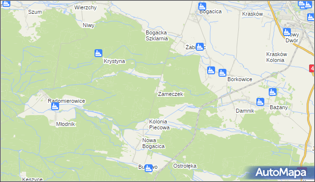 mapa Zameczek gmina Kluczbork, Zameczek gmina Kluczbork na mapie Targeo