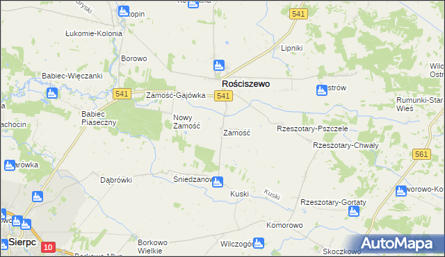 mapa Zamość gmina Rościszewo, Zamość gmina Rościszewo na mapie Targeo