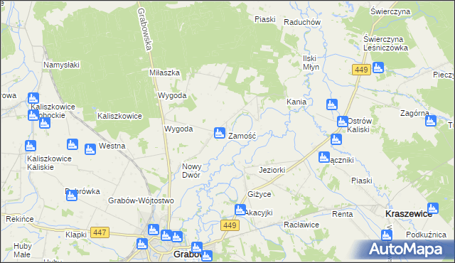 mapa Zamość gmina Sieroszewice, Zamość gmina Sieroszewice na mapie Targeo