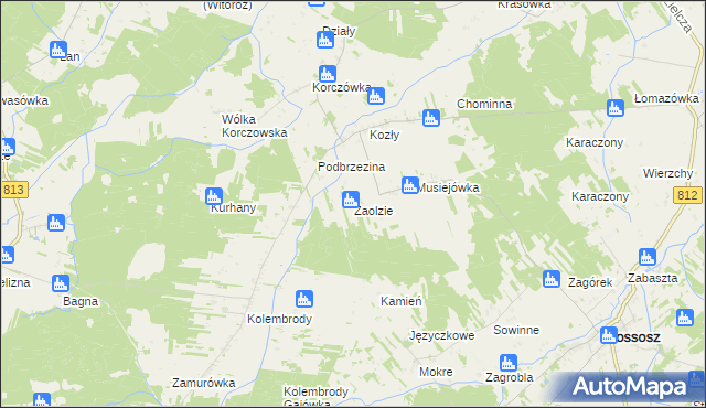 mapa Zaolzie gmina Rossosz, Zaolzie gmina Rossosz na mapie Targeo