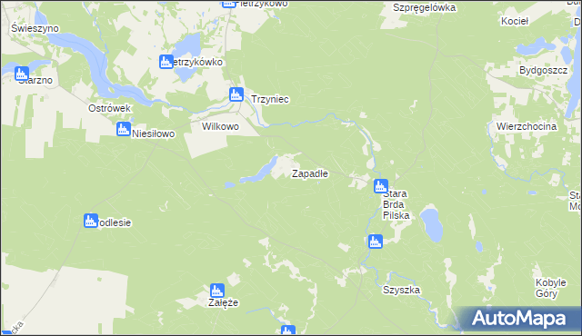 mapa Zapadłe gmina Koczała, Zapadłe gmina Koczała na mapie Targeo