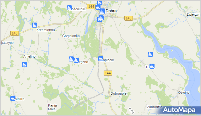 mapa Zapłocie gmina Dobra, Zapłocie gmina Dobra na mapie Targeo