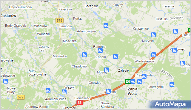 mapa Zapole gmina Grodzisk Mazowiecki, Zapole gmina Grodzisk Mazowiecki na mapie Targeo