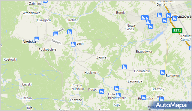 mapa Zapole gmina Niwiska, Zapole gmina Niwiska na mapie Targeo