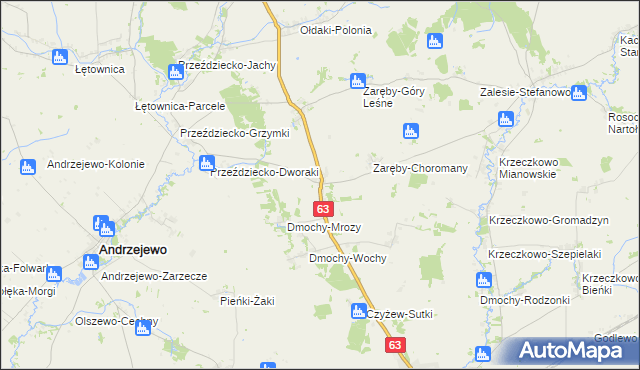 mapa Zaręby-Bolędy, Zaręby-Bolędy na mapie Targeo