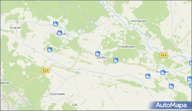 mapa Zaręby gmina Chorzele, Zaręby gmina Chorzele na mapie Targeo