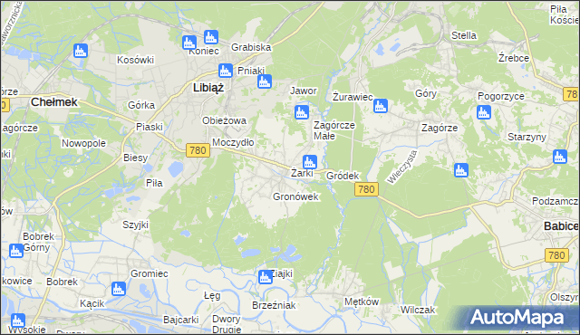 mapa Żarki gmina Libiąż, Żarki gmina Libiąż na mapie Targeo