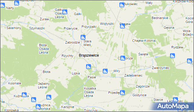 mapa Żarnów gmina Brąszewice, Żarnów gmina Brąszewice na mapie Targeo