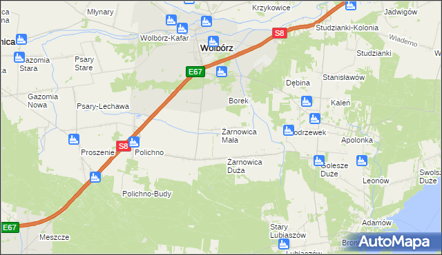 mapa Żarnowica Mała, Żarnowica Mała na mapie Targeo