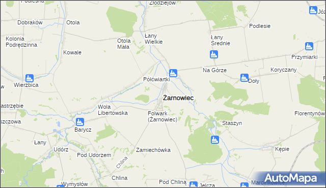 mapa Żarnowiec powiat zawierciański, Żarnowiec powiat zawierciański na mapie Targeo