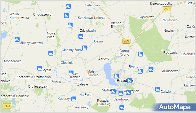 mapa Żarowo gmina Przedecz, Żarowo gmina Przedecz na mapie Targeo