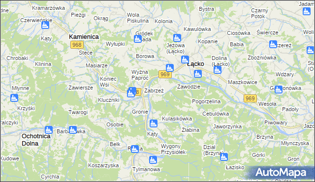 mapa Zarzecze gmina Łącko, Zarzecze gmina Łącko na mapie Targeo
