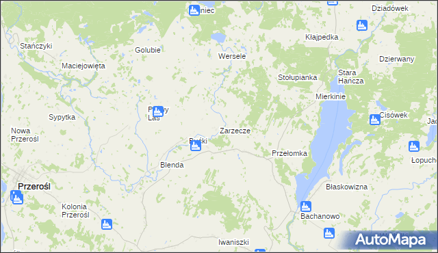 mapa Zarzecze gmina Przerośl, Zarzecze gmina Przerośl na mapie Targeo