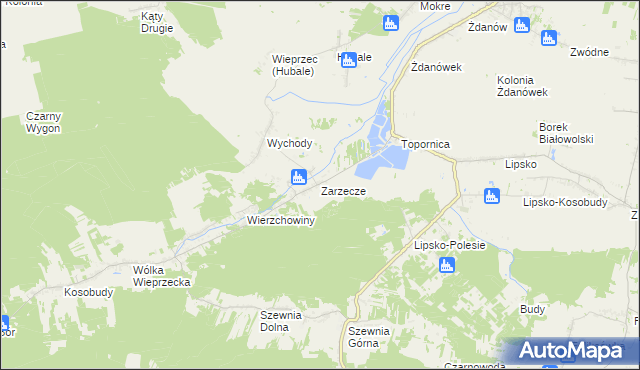 mapa Zarzecze gmina Zamość, Zarzecze gmina Zamość na mapie Targeo