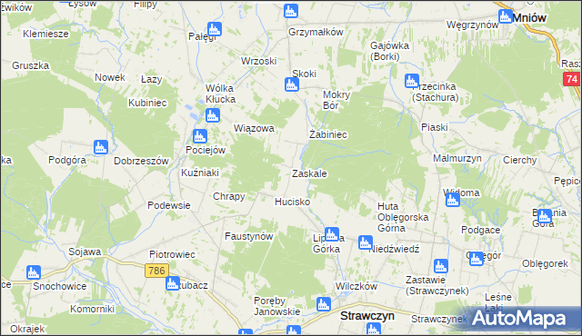 mapa Zaskale gmina Strawczyn, Zaskale gmina Strawczyn na mapie Targeo