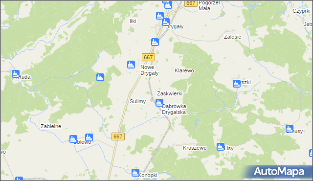 mapa Zaskwierki, Zaskwierki na mapie Targeo