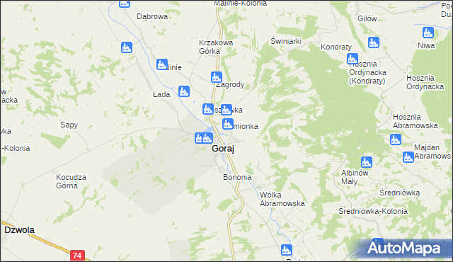 mapa Zastawie gmina Goraj, Zastawie gmina Goraj na mapie Targeo