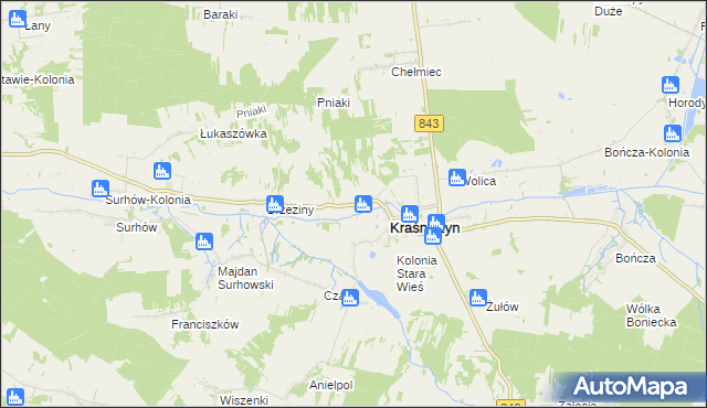 mapa Zastawie gmina Kraśniczyn, Zastawie gmina Kraśniczyn na mapie Targeo