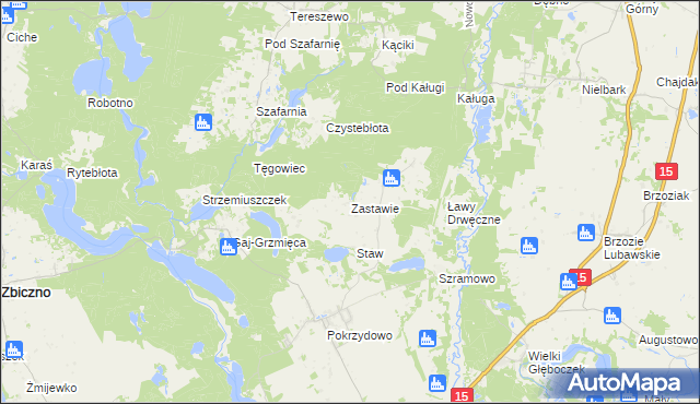 mapa Zastawie gmina Zbiczno, Zastawie gmina Zbiczno na mapie Targeo