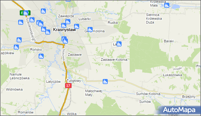 mapa Zastawie-Kolonia, Zastawie-Kolonia na mapie Targeo