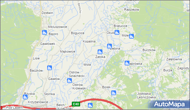 mapa Zatoka gmina Bochnia, Zatoka gmina Bochnia na mapie Targeo