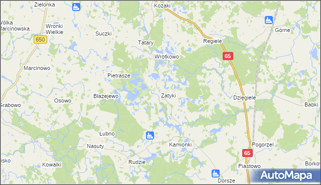 mapa Zatyki gmina Gołdap, Zatyki gmina Gołdap na mapie Targeo