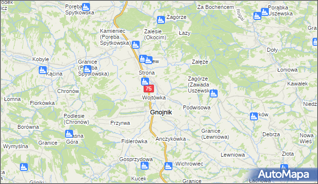 mapa Zawada Uszewska, Zawada Uszewska na mapie Targeo