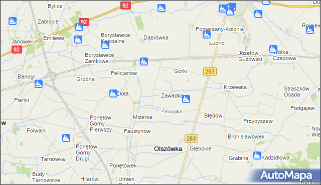 mapa Zawadka gmina Olszówka, Zawadka gmina Olszówka na mapie Targeo