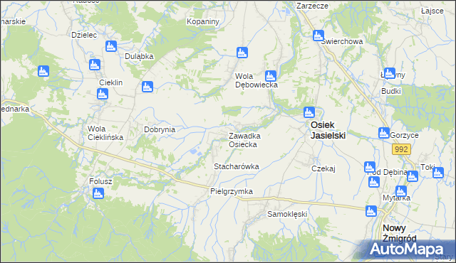 mapa Zawadka Osiecka, Zawadka Osiecka na mapie Targeo